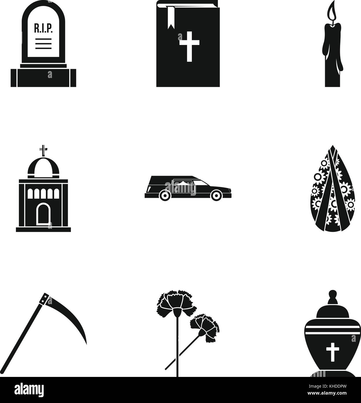 Funeral icons set, simple style Stock Vector Image & Art - Alamy