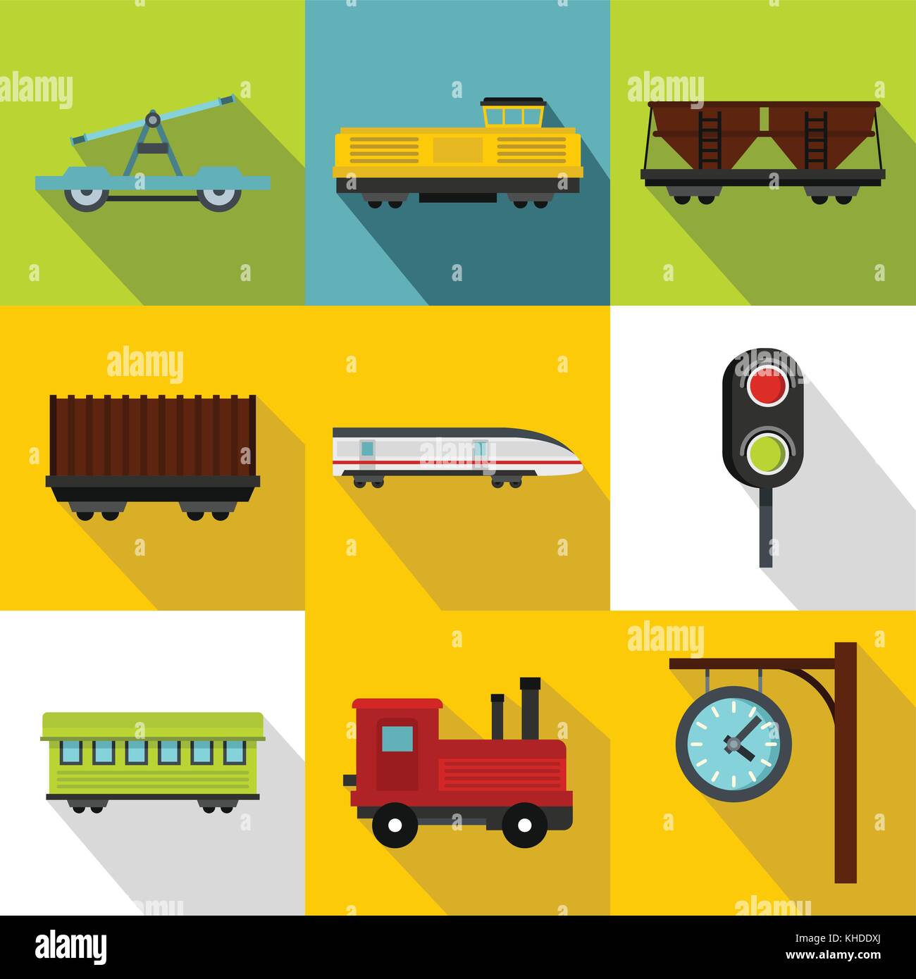 Railway icons set, flat style Stock Vector Image & Art - Alamy