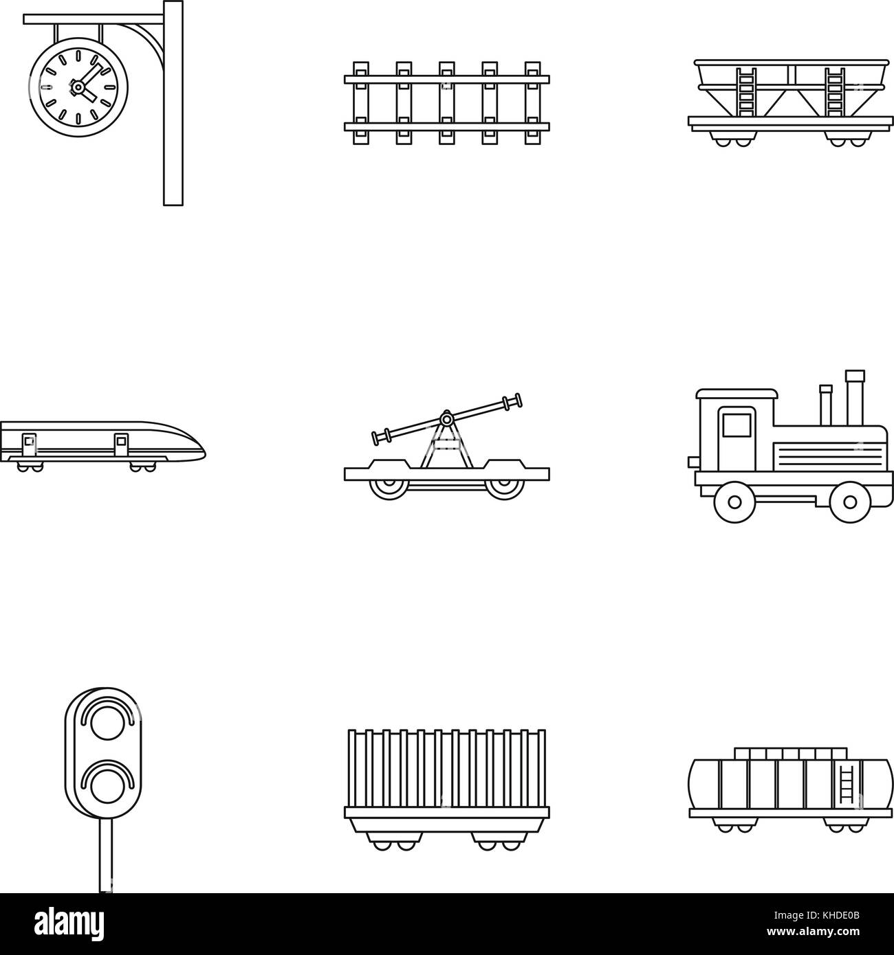 Electrical train icons set, outline style Stock Vector Image & Art - Alamy