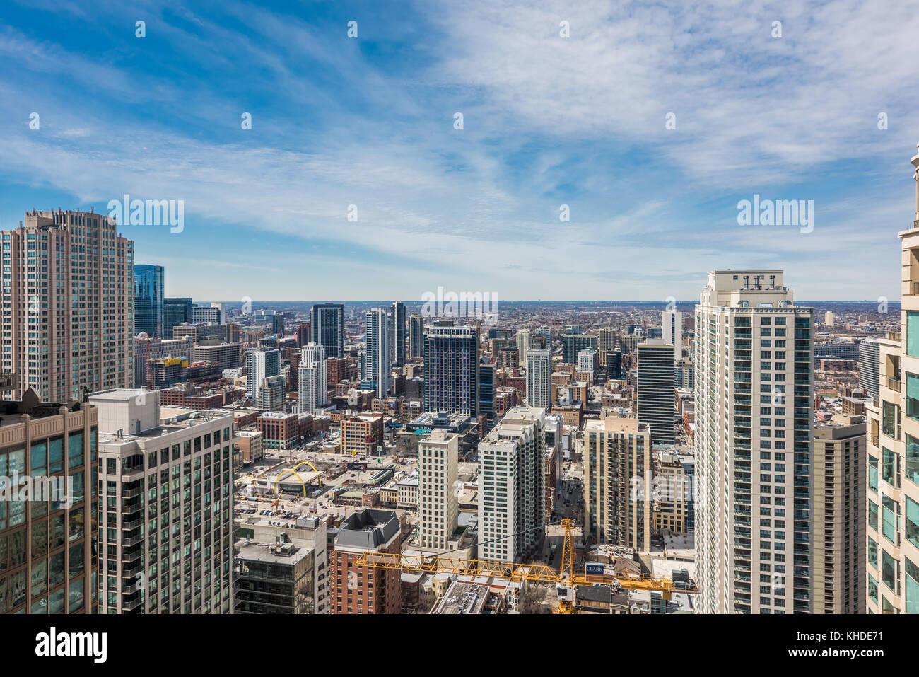 Aerial view of the west side of Chicago seen from River North Stock ...