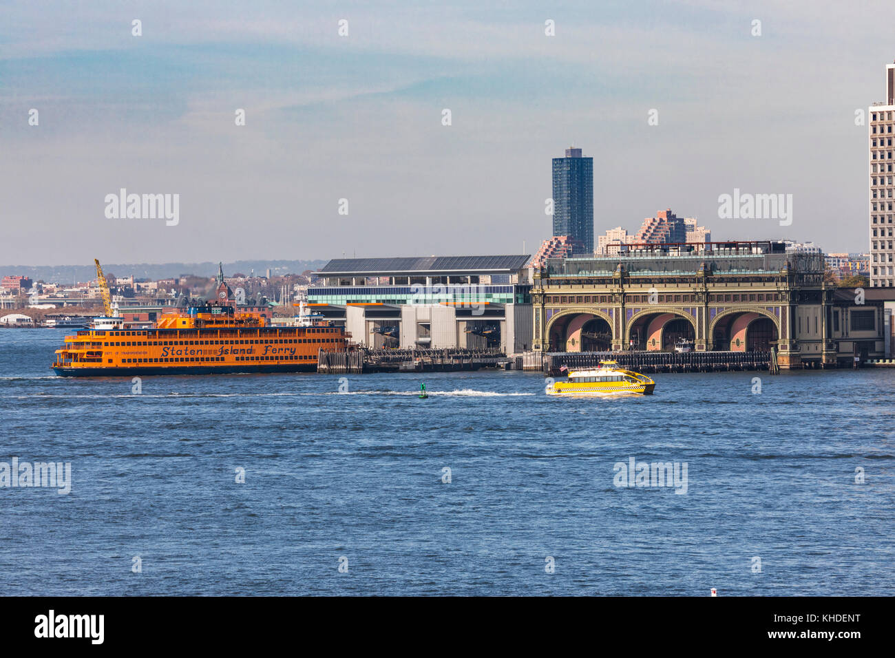 Staten Island Ferry port, Downtown Manhattan, New York City Stock Photo