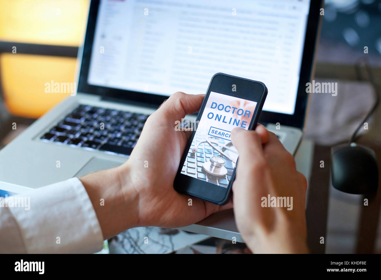 doctor online concept, mobile app for internet medical services on the screen of smartphone Stock Photo