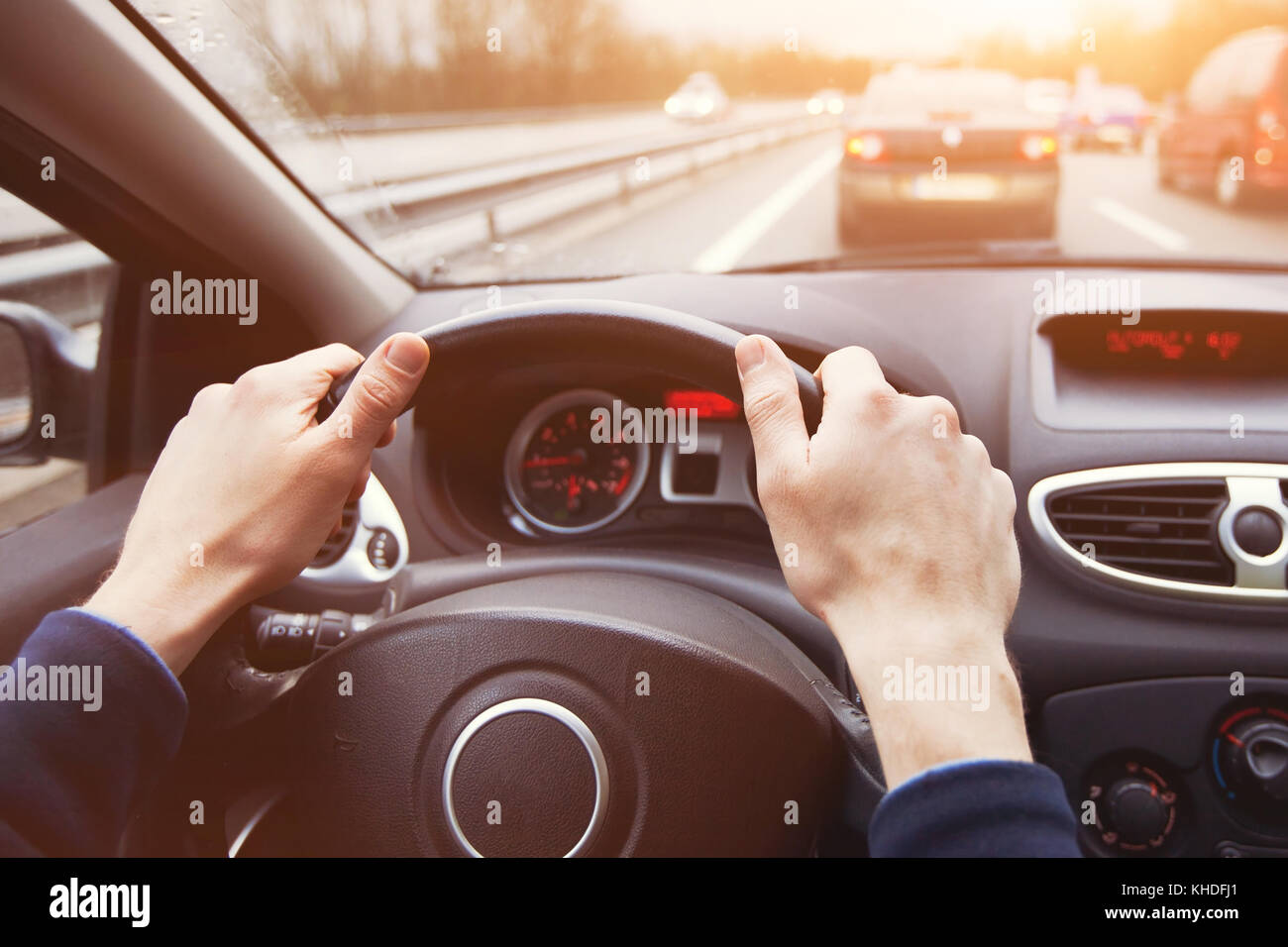 Hands on steering wheel hi-res stock photography and images - Alamy