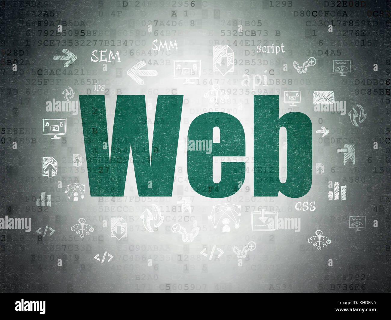 Web development concept: Web on Digital Data Paper background Stock ...