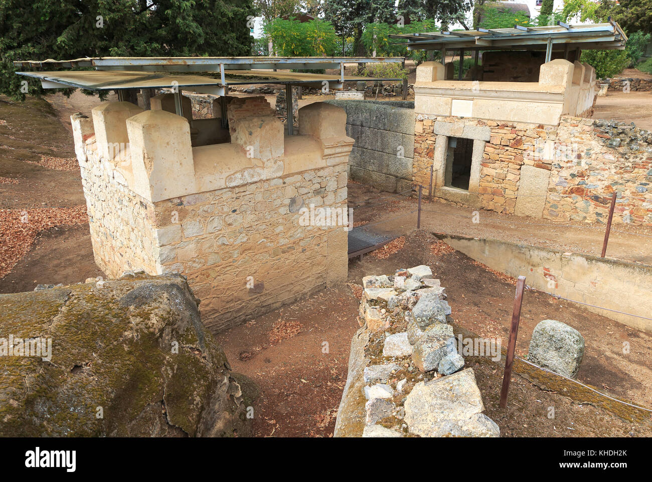 Columbarios Roman burial ground funerary mausoleums, Merida, Extremadura, Spain Stock Photo