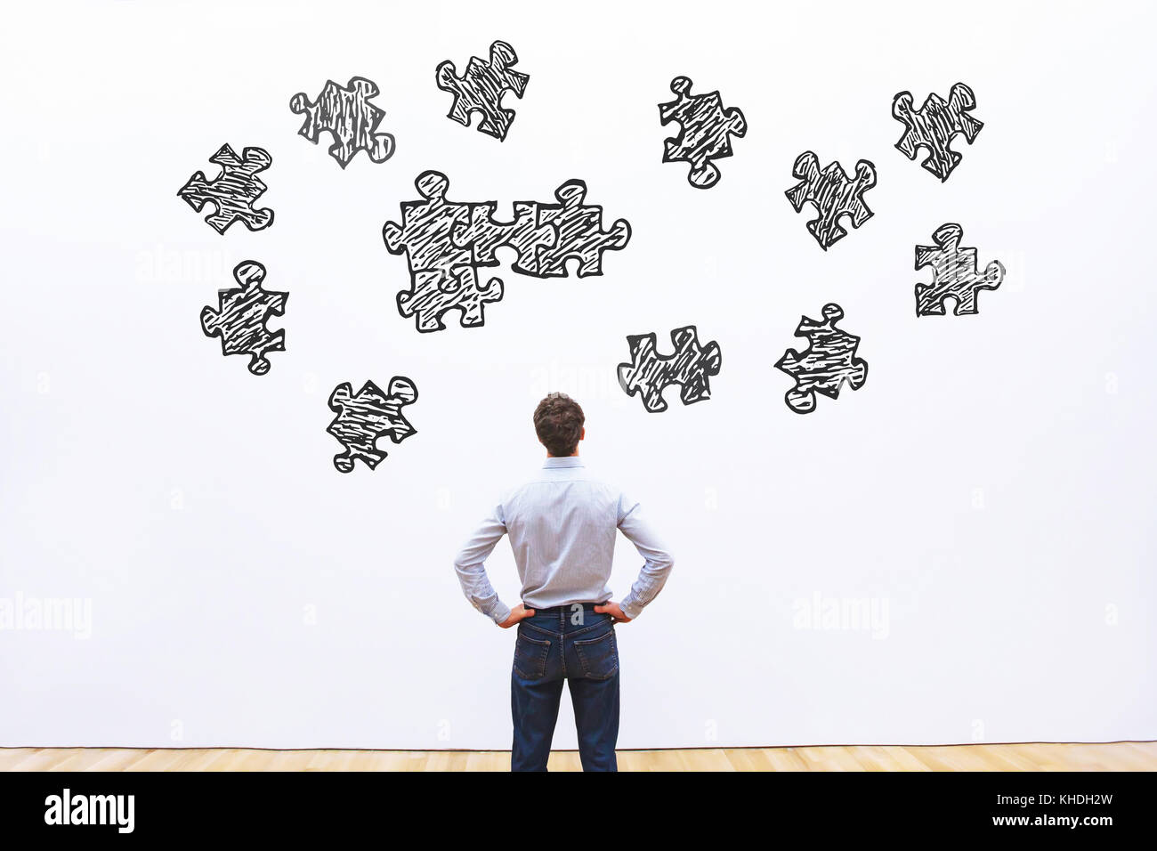 puzzle assembly, business concept Stock Photo