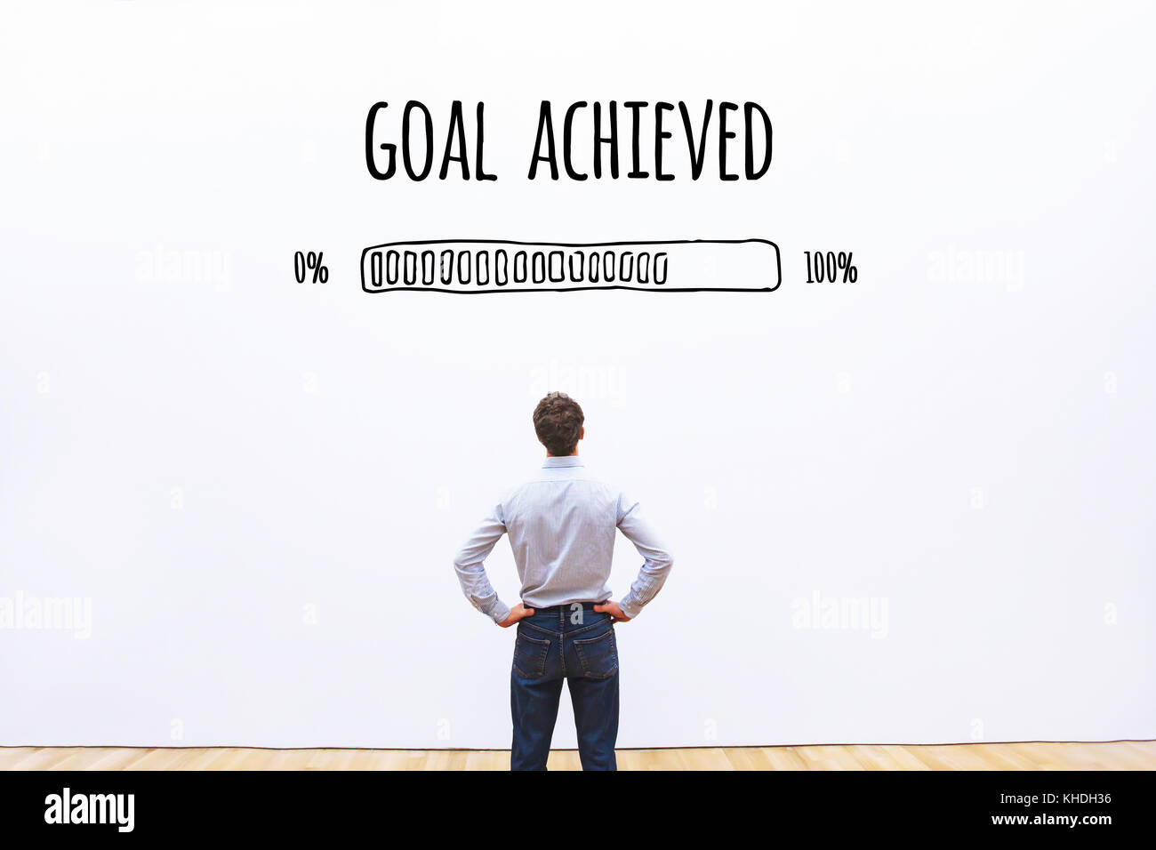 goal achieved progress loading bar, concept of achievement process Stock Photo