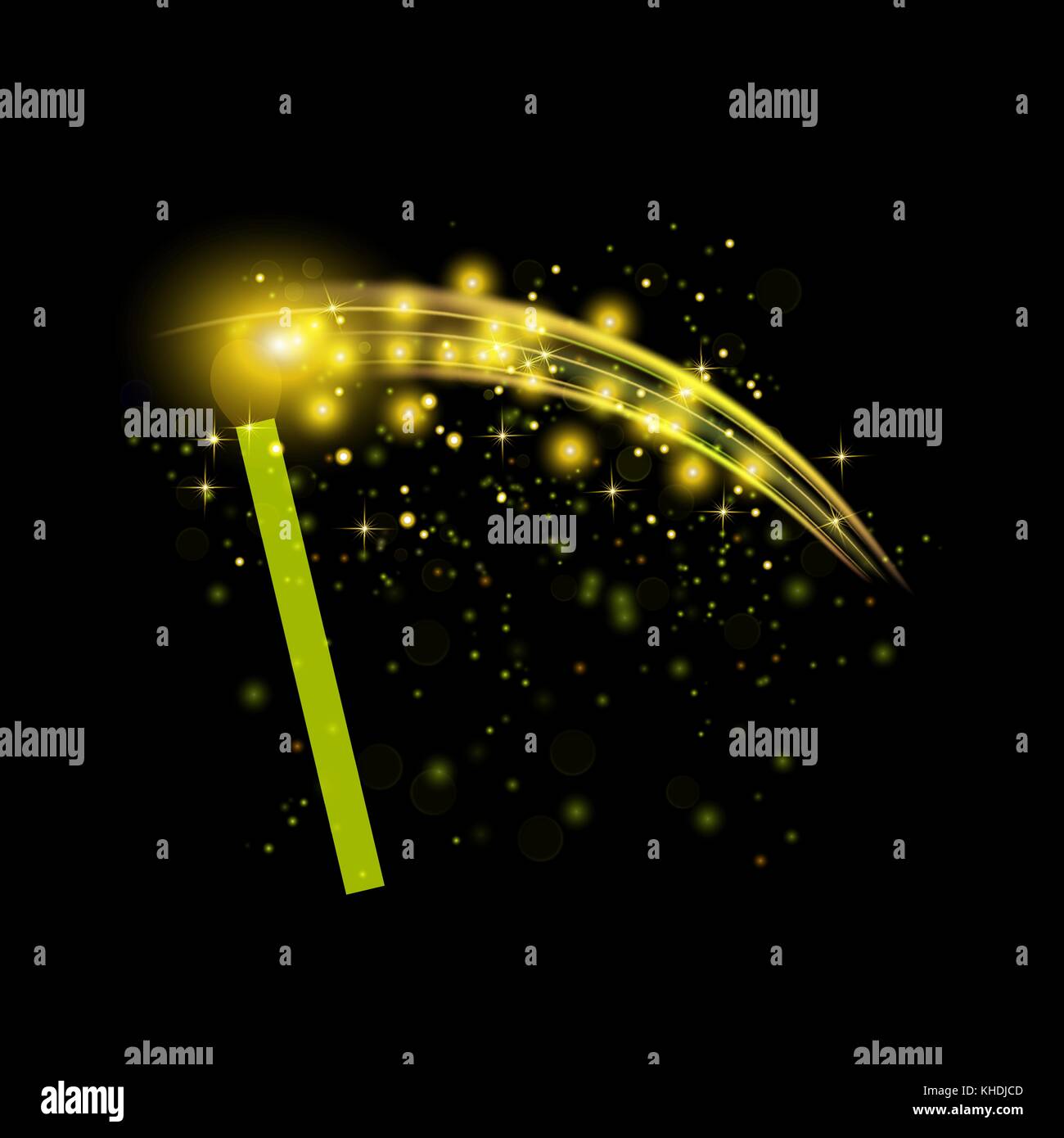 Burning Match with Sparkles Isolated on Black Background Stock Vector ...