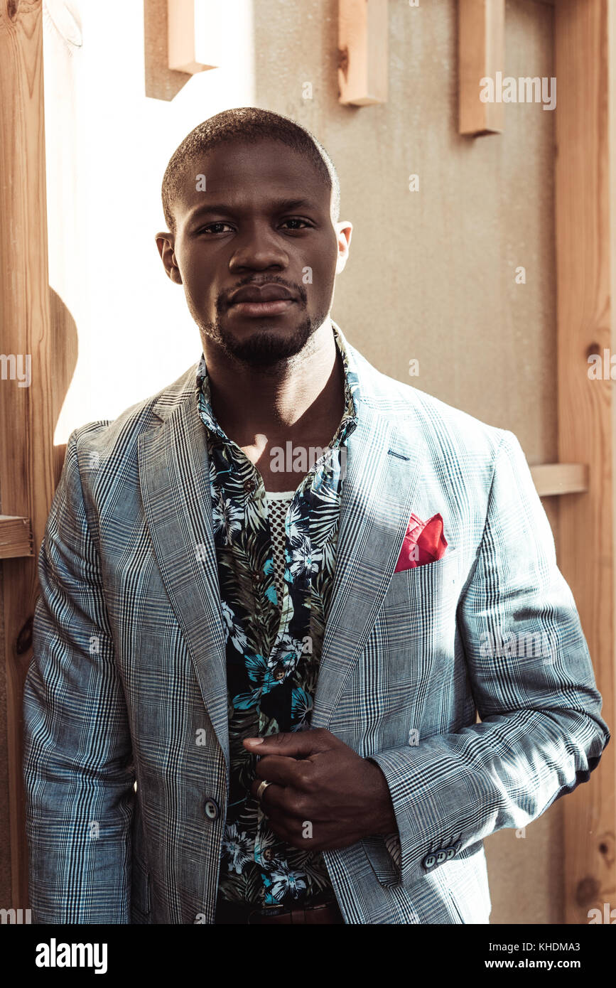 african american man posing in stylish suit Stock Photo - Alamy