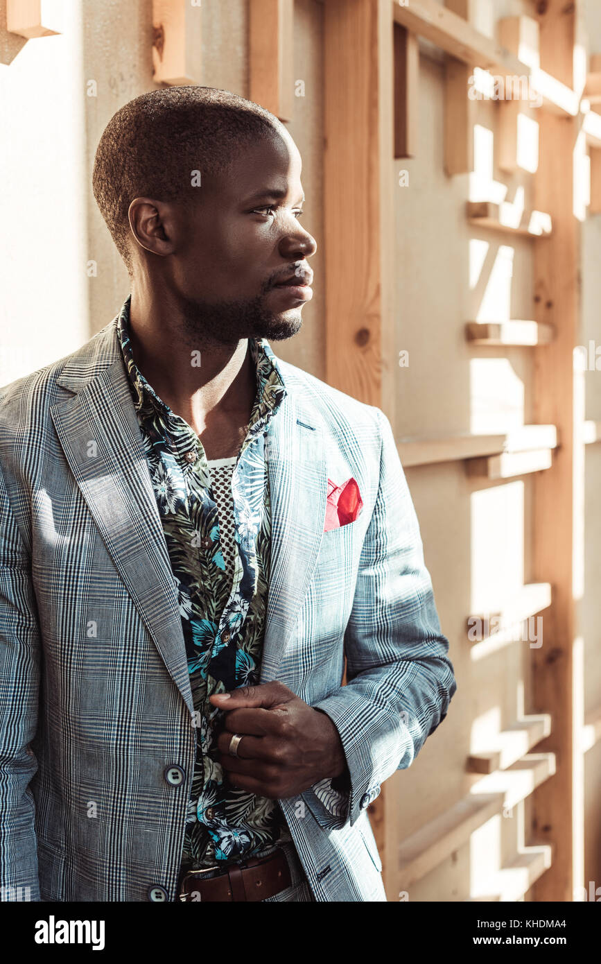 african american man posing in stylish suit Stock Photo - Alamy