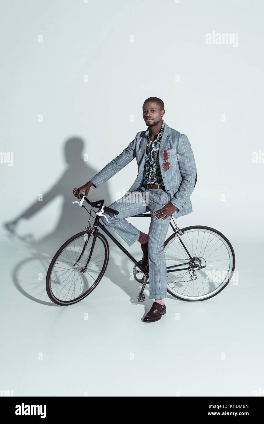 Cyclist Posing Near Bike on City Street Stock Image - Image of athletic,  lifestyle: 120959283