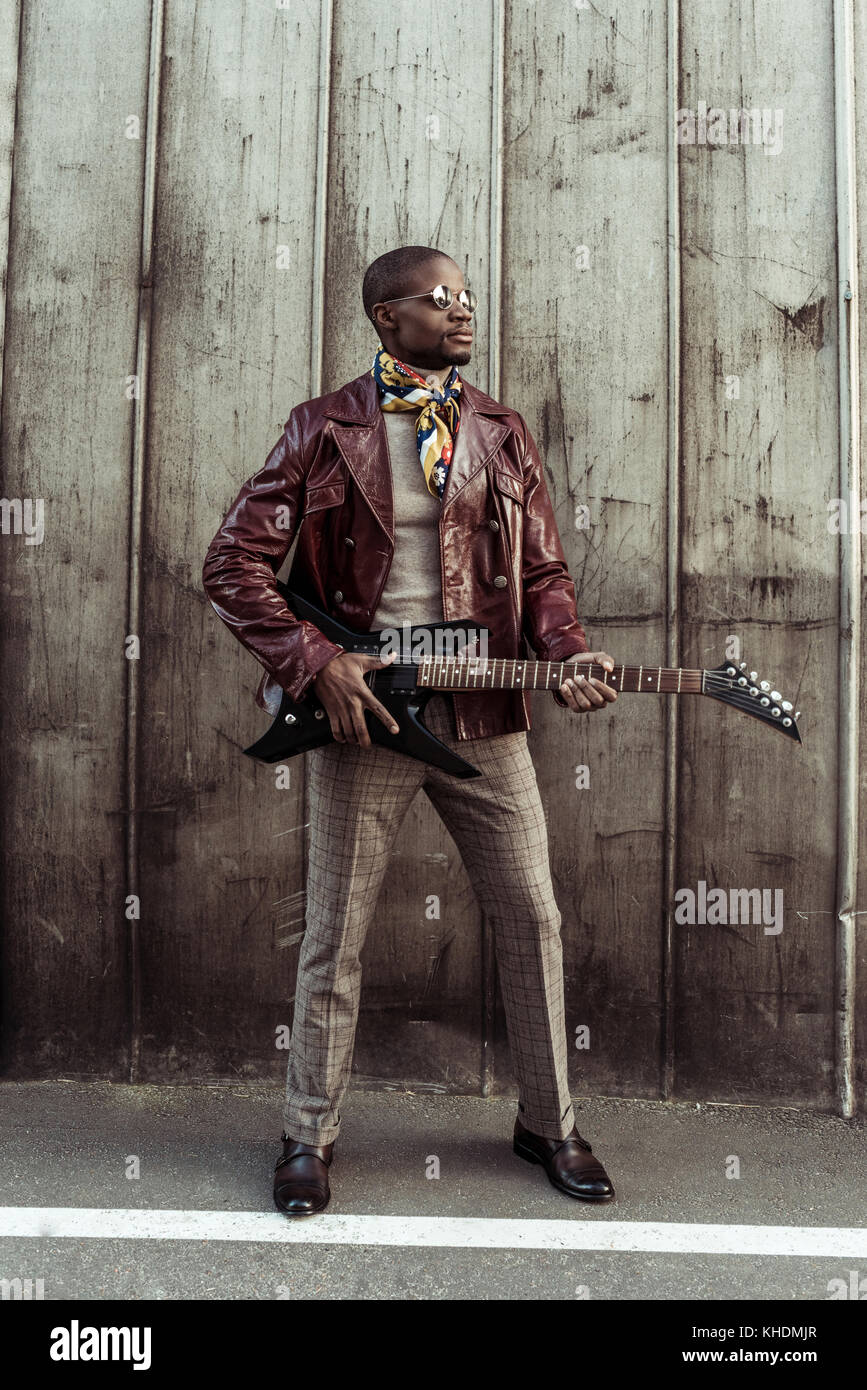 african american man with electrical guitar Stock Photo - Alamy