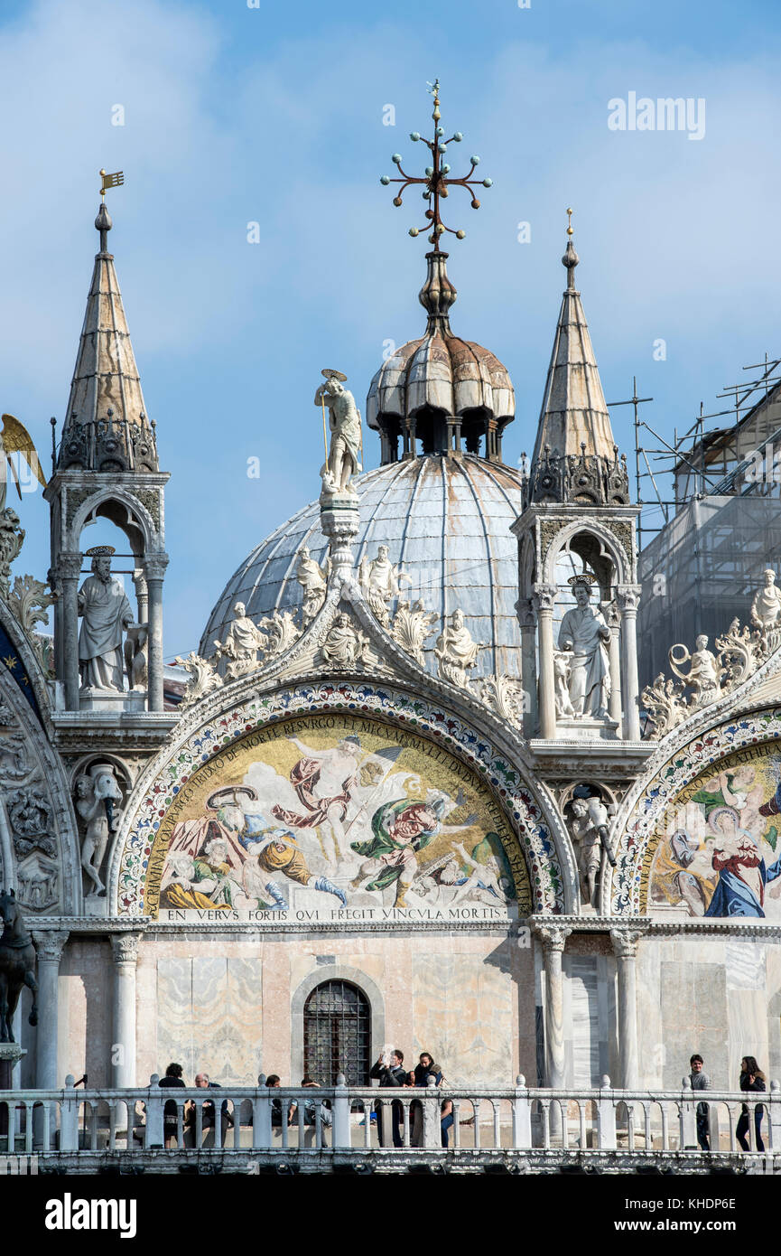 ITALY, VENETO, VENICE, SAN MARCO SQUARE, DETAIL OF SAN MARCO CATHEDRAL Stock Photo