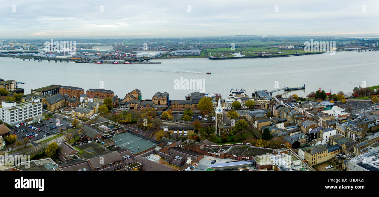 St Georges church aerial view, Gravesend, Kent, UK Stock Photo