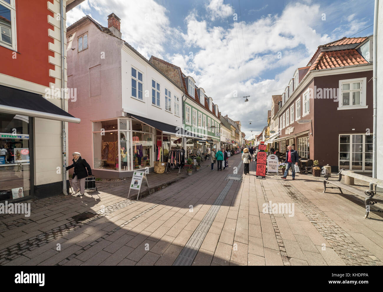 Stengade shopping and pedestrian street in the medieval town center of ...