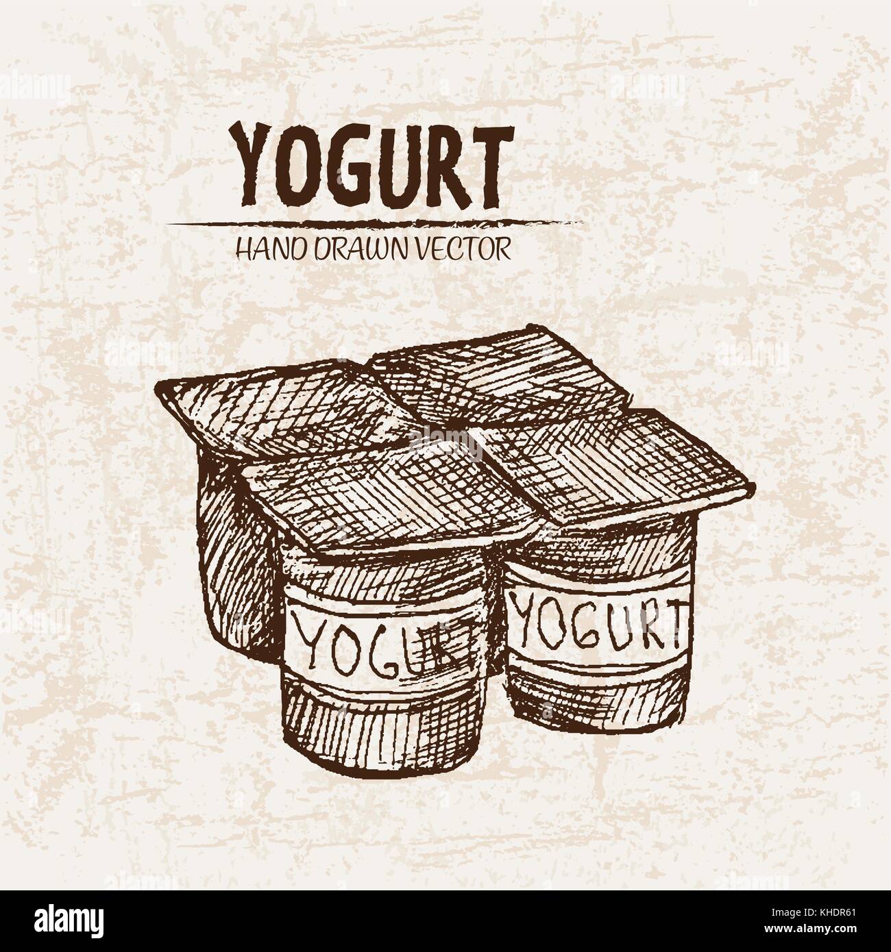 Digital vector detailed line art packed yogurt hand drawn retro illustration collection set