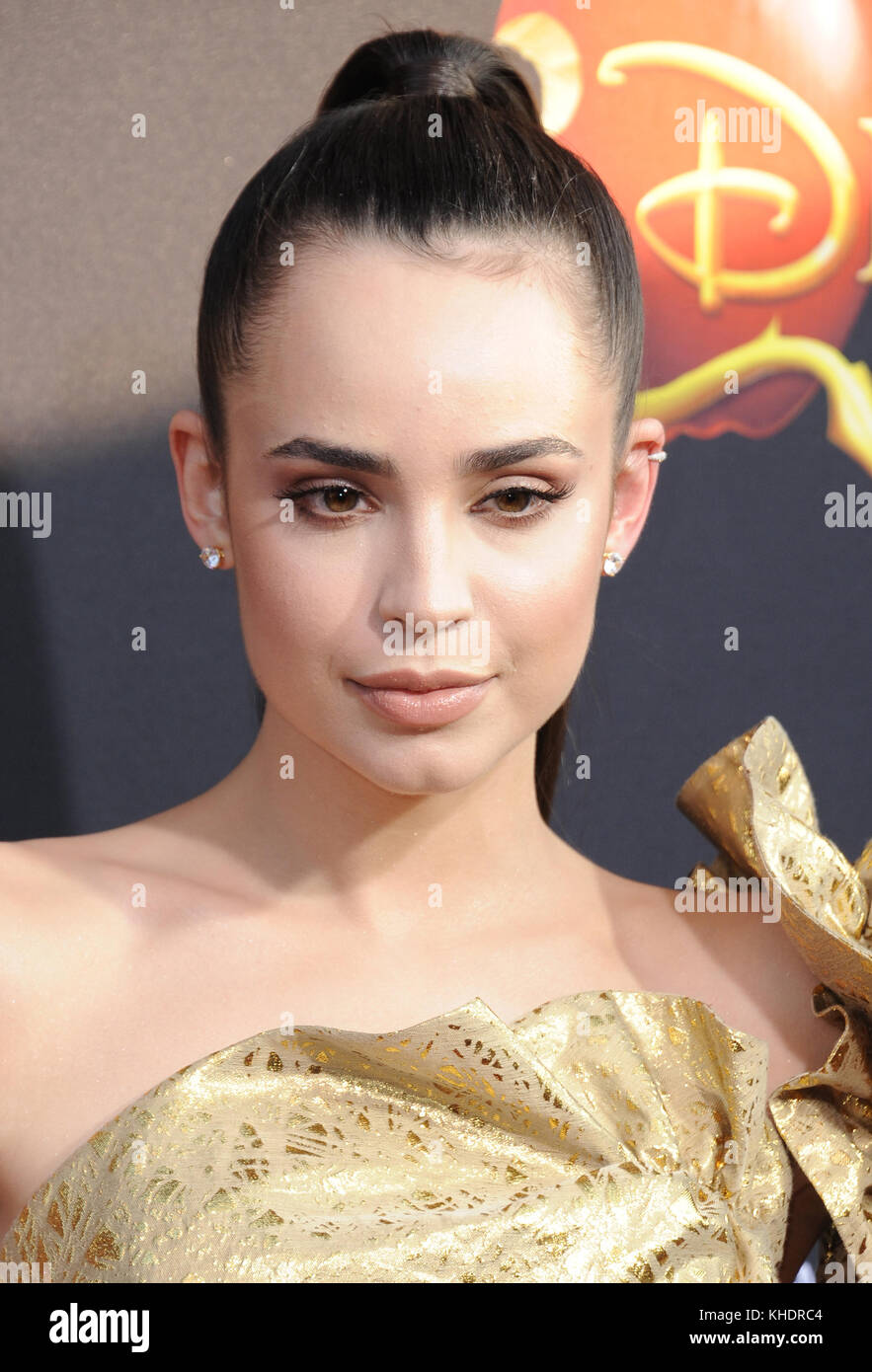 LOS ANGELES, CA - JULY 11: Sofia Carson  attends the premiere of Disney Channel's 'Descendants 2' on July 11, 2017 in Los Angeles, California.  People:  Sofia Carson  Transmission Ref:  MNC76 Stock Photo