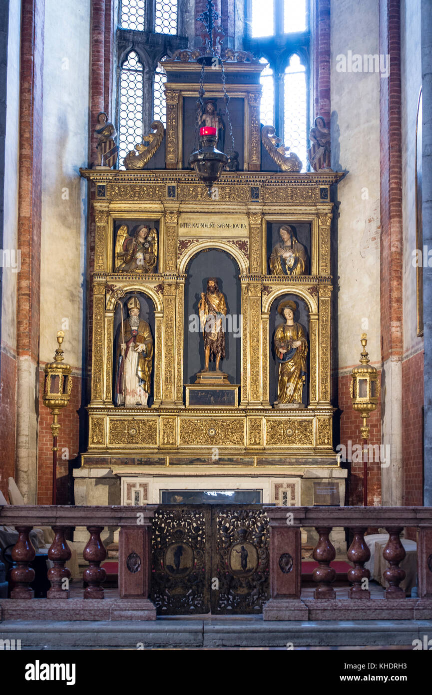 Italy, Veneto, Venice, Santa Maria Gloriosa dei Frari Church, John The Baptist Chapel, John The Baptist, Donatello, 1438 Stock Photo