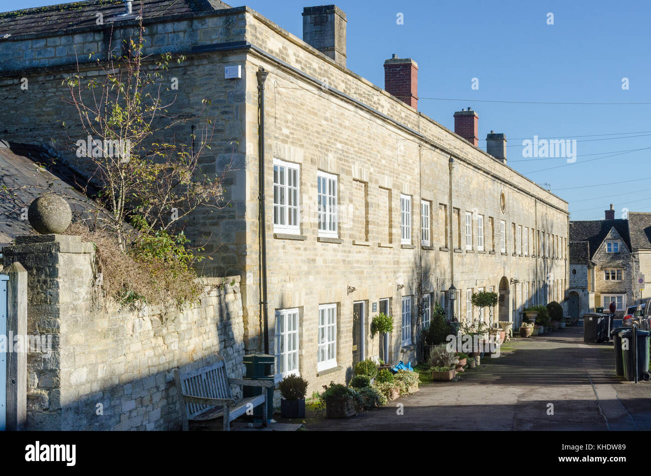 Cotswold stone houses in Cecily Hill in the Cotswold market town of