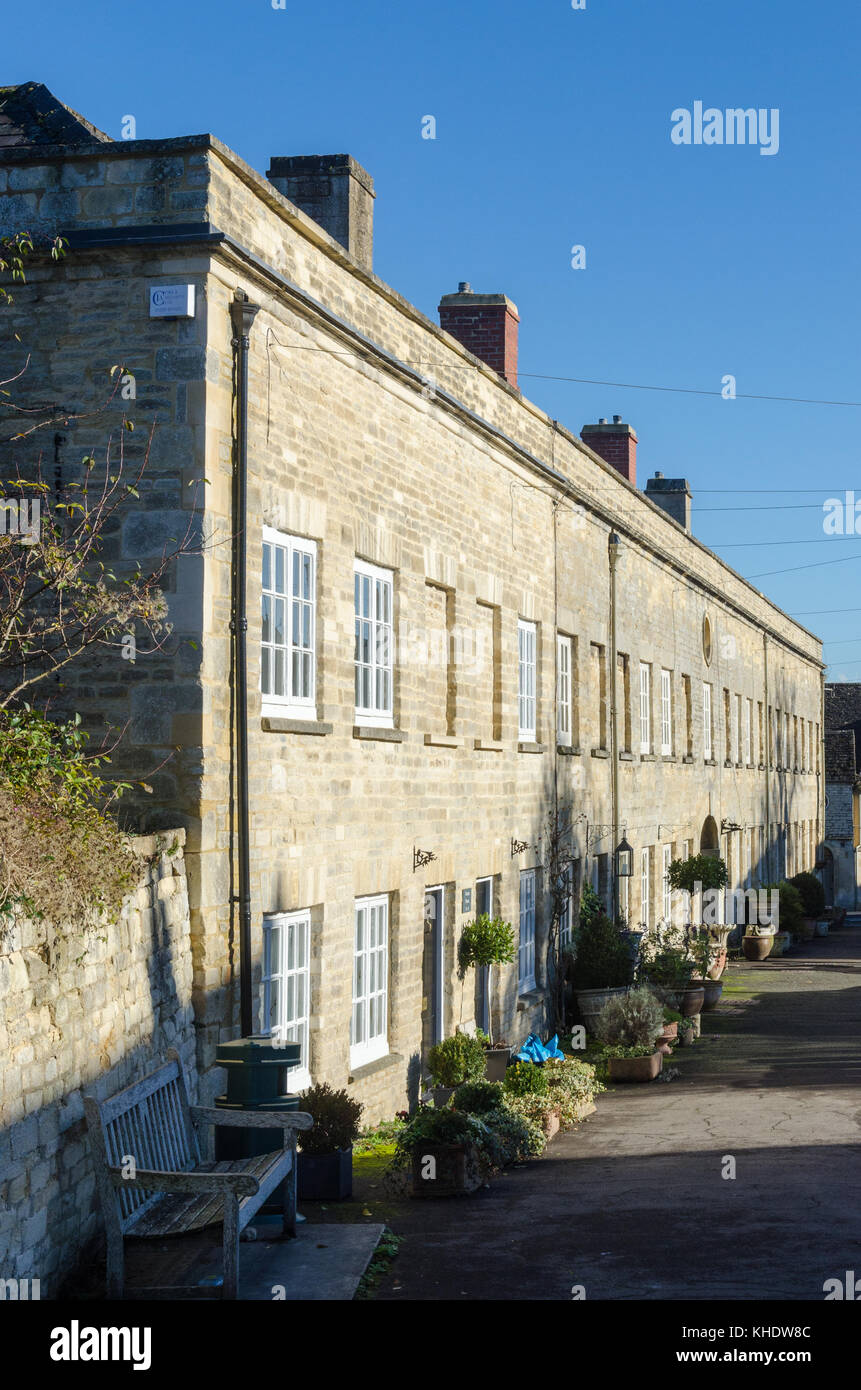 Cotswold stone houses in Cecily Hill in the Cotswold market town of