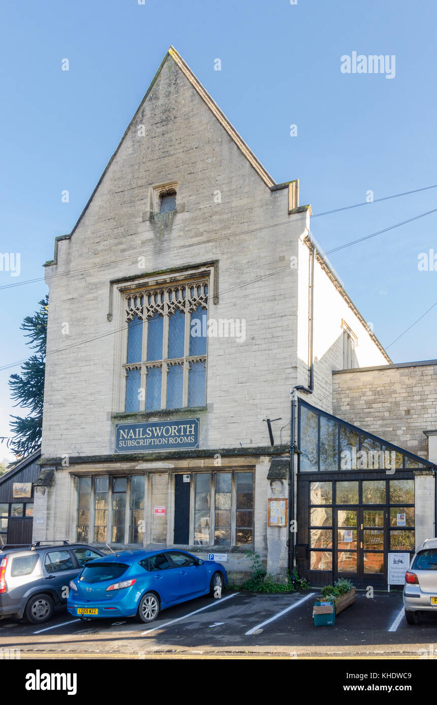Nailsworth Subscription Rooms and Community Workshop in Church Street, Nailsworth, Gloucestershire Stock Photo