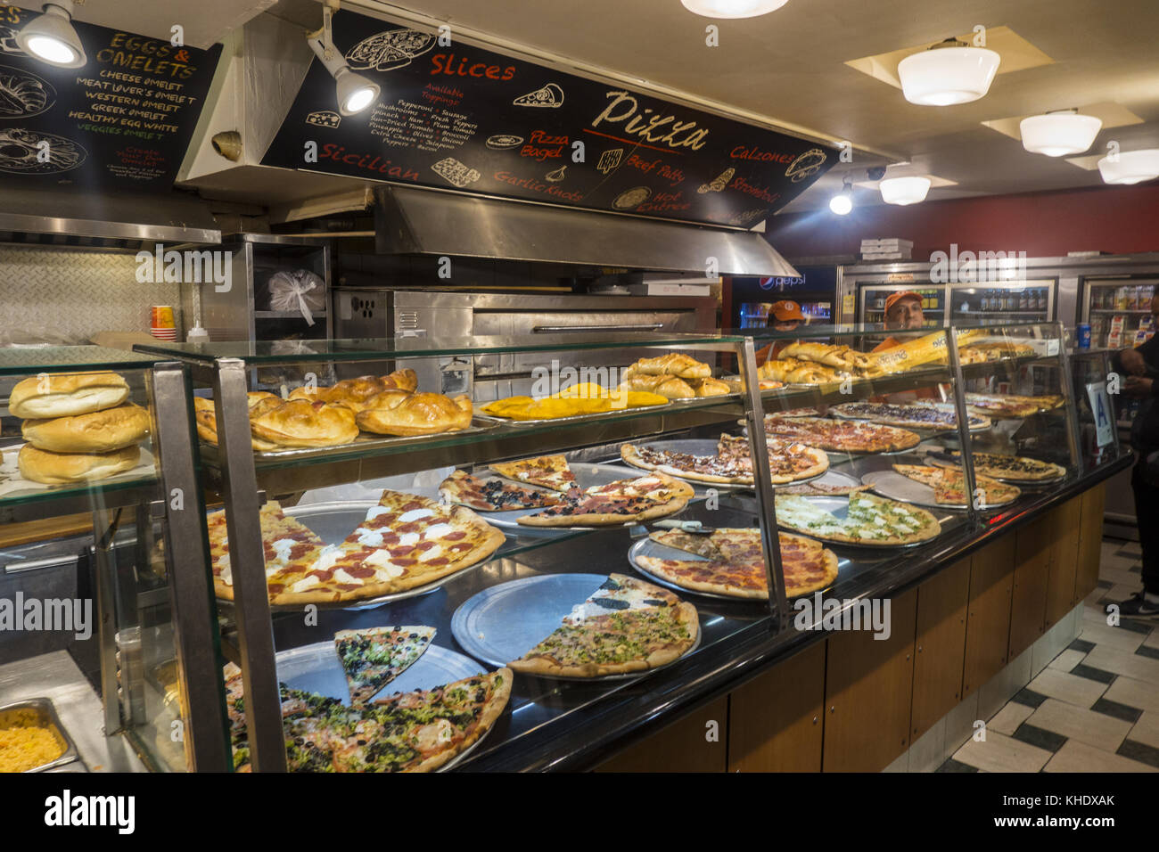 Large pizza parlor Greenwich VIllage New York City Stock Photo Alamy