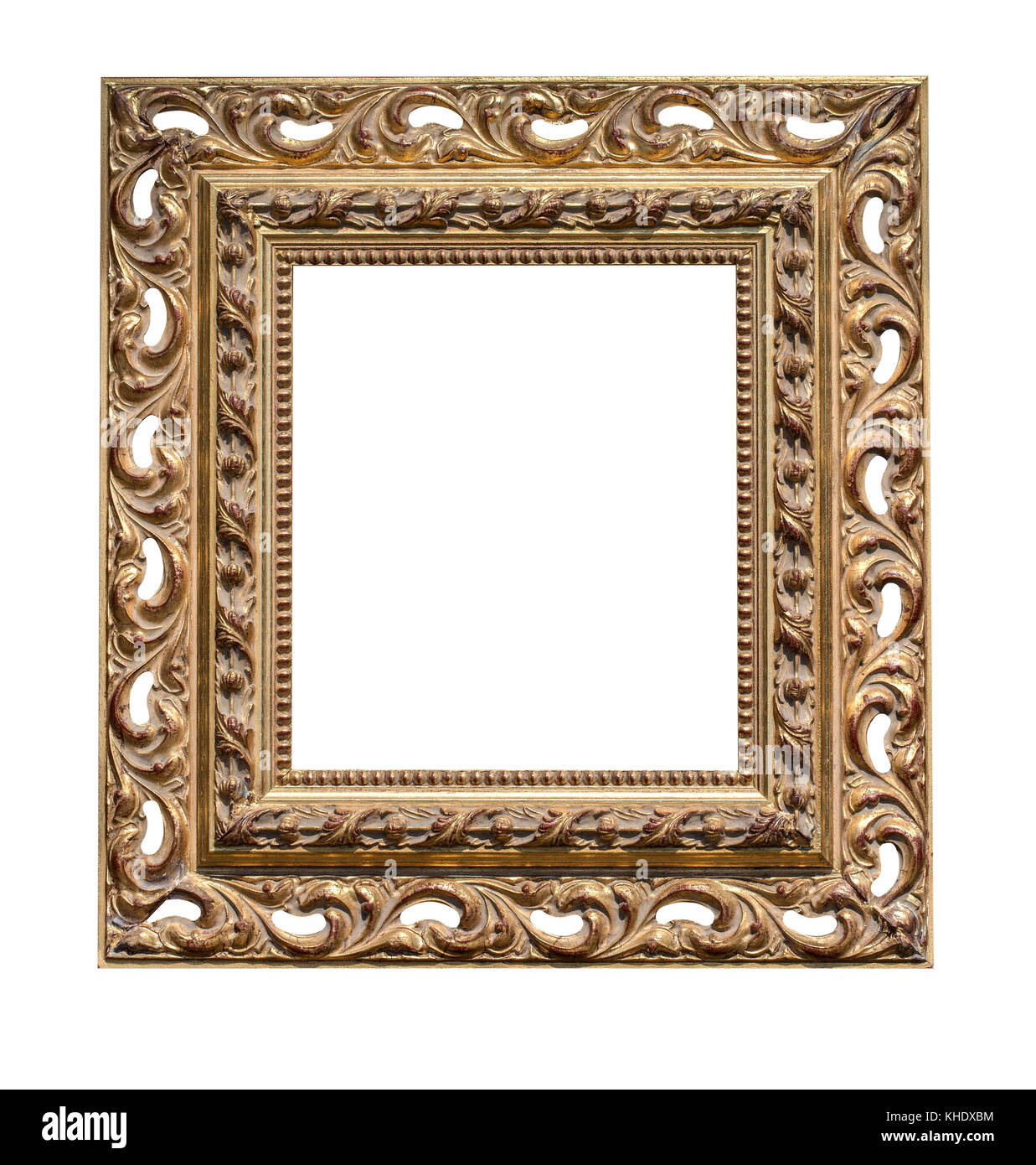 Old picture frame on white background. Stock Photo