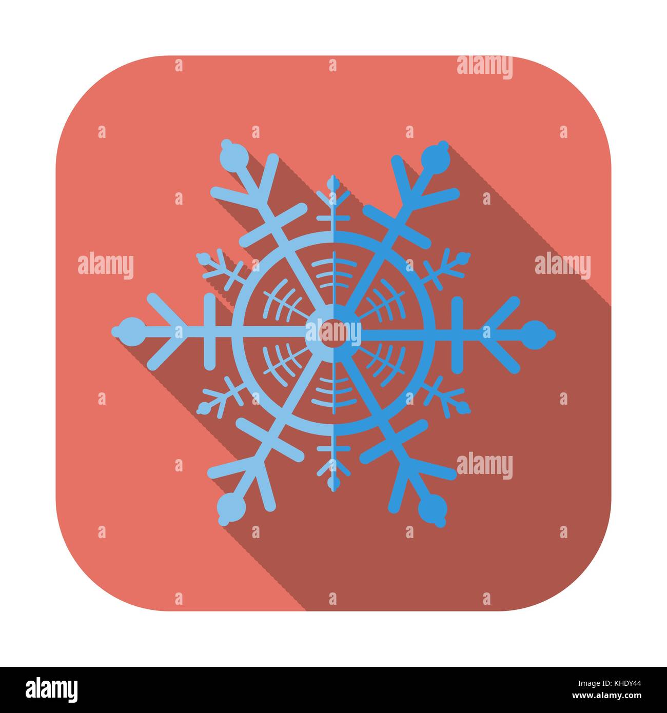 Snowflake. Single flat icon on the button. Vector illustration Stock ...