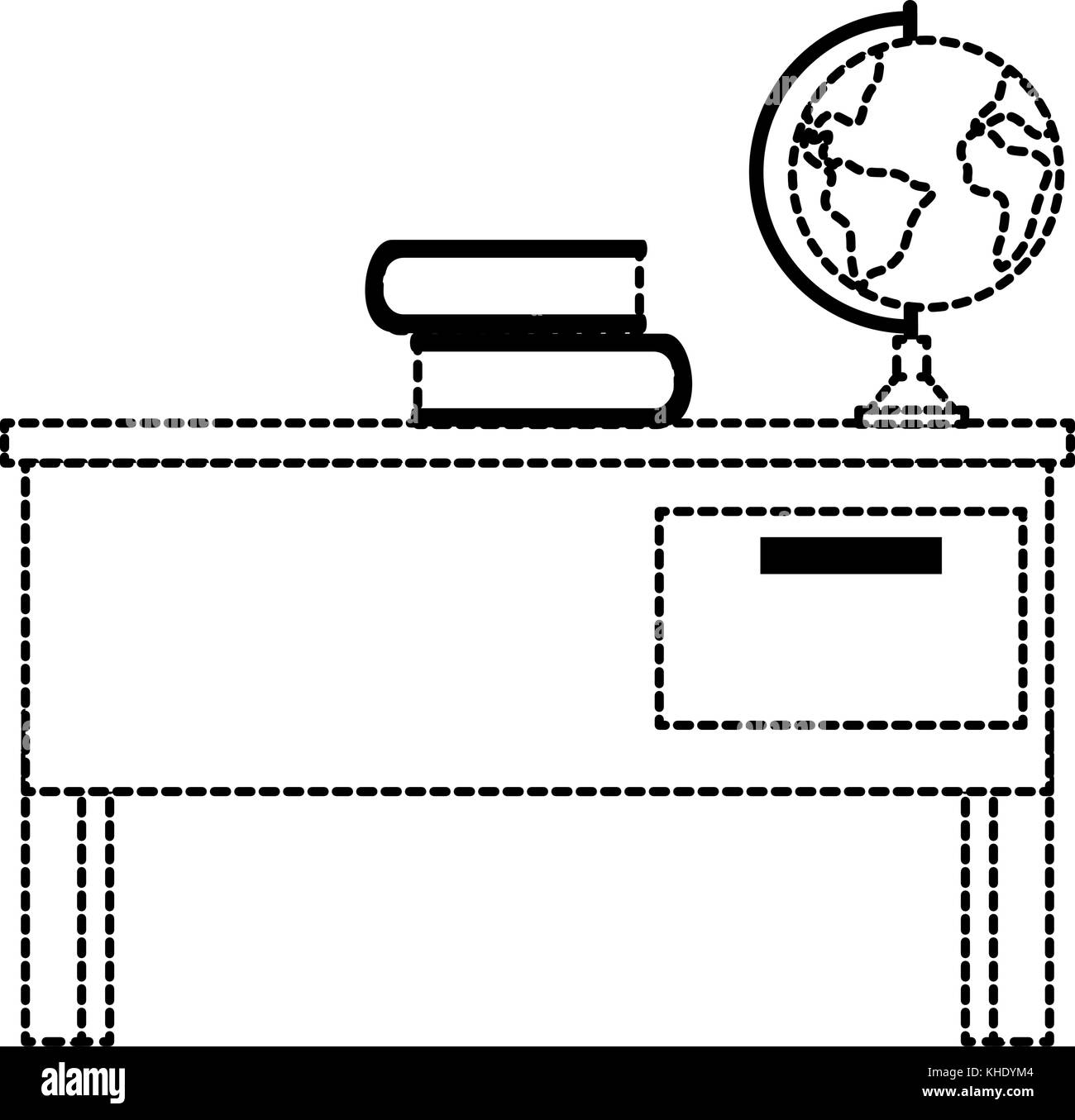 teacher desk with books and planet vector illustration design Stock ...