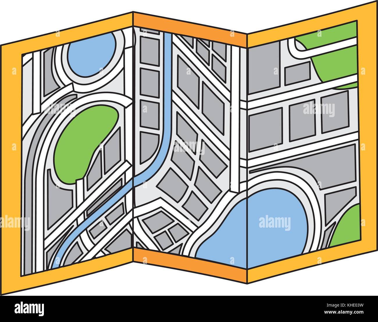 folded map city navigation location symbol Stock Vector Image & Art - Alamy