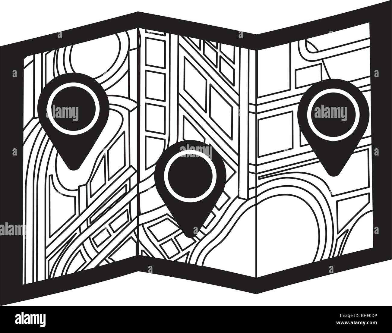 folded map city navigation location symbol Stock Vector Image & Art - Alamy