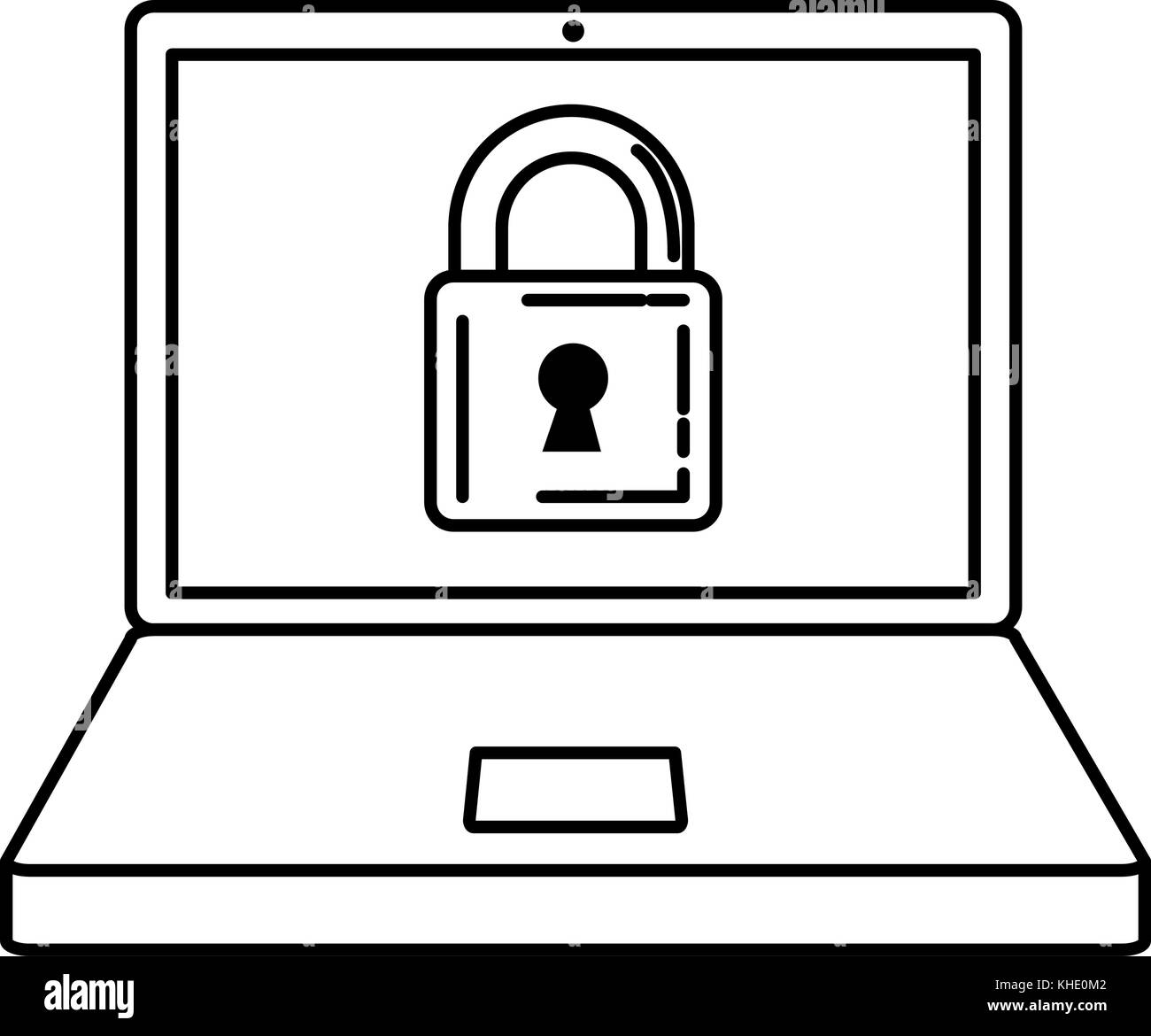 laptop computer with padlock vector illustration design Stock Vector ...