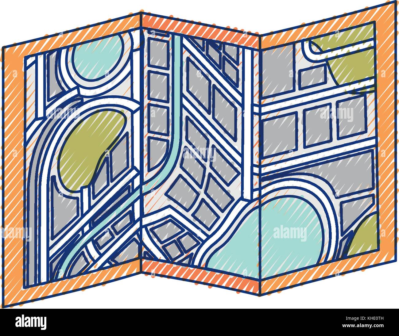 folded map city navigation location symbol Stock Vector Image & Art - Alamy