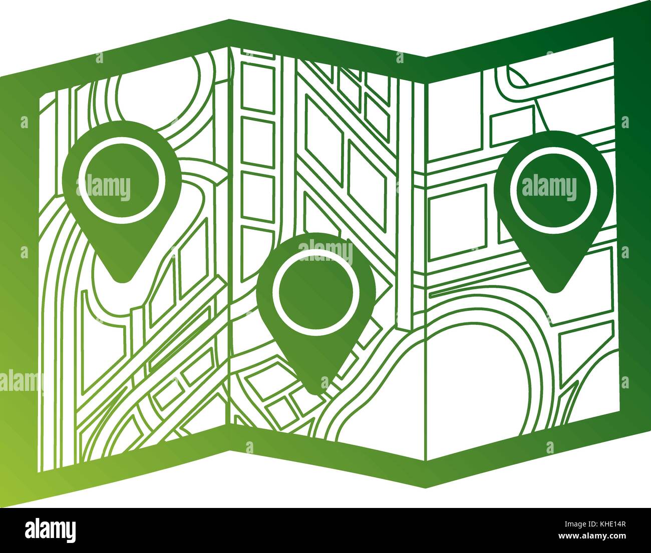 folded map city navigation location symbol Stock Vector Image & Art - Alamy