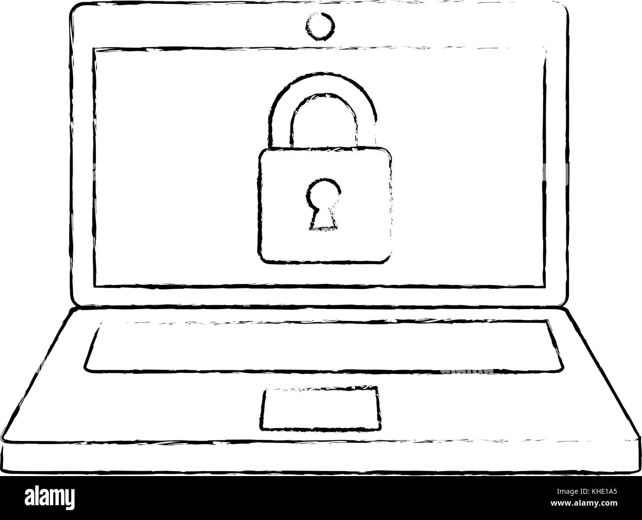 laptop computer with padlock vector illustration design Stock Vector ...