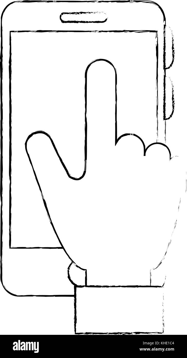 hand human with smartphone device vector illustration design Stock ...