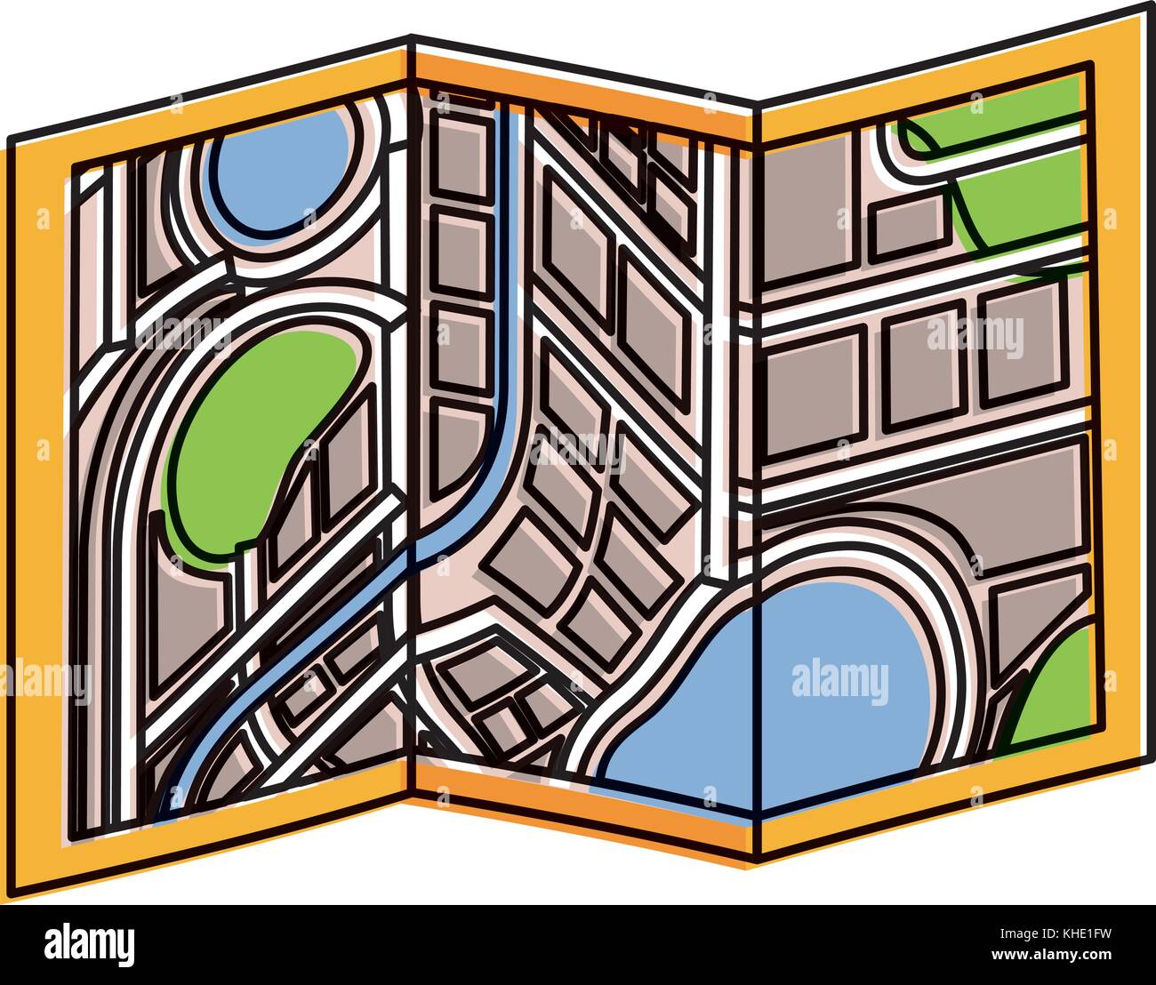 folded map city navigation location symbol Stock Vector Image & Art - Alamy