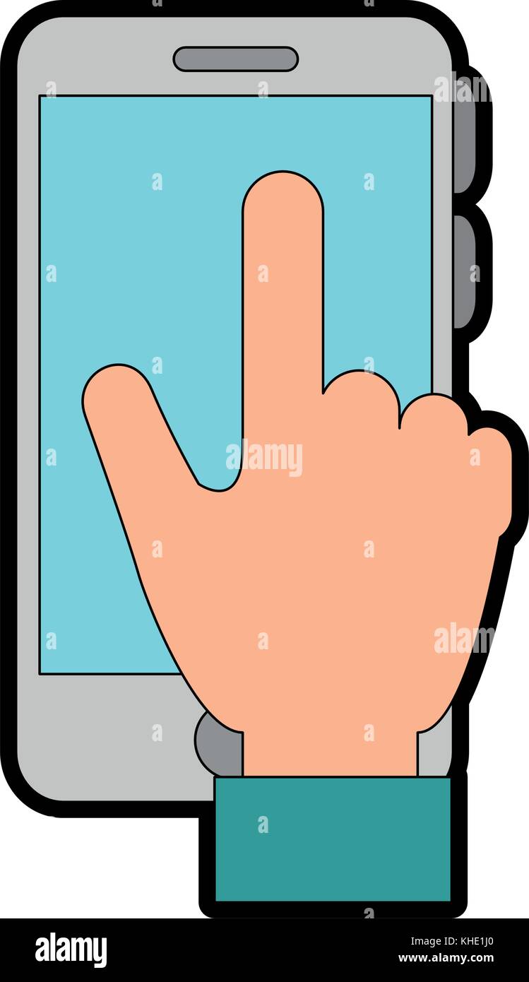 hand human with smartphone device vector illustration design Stock ...