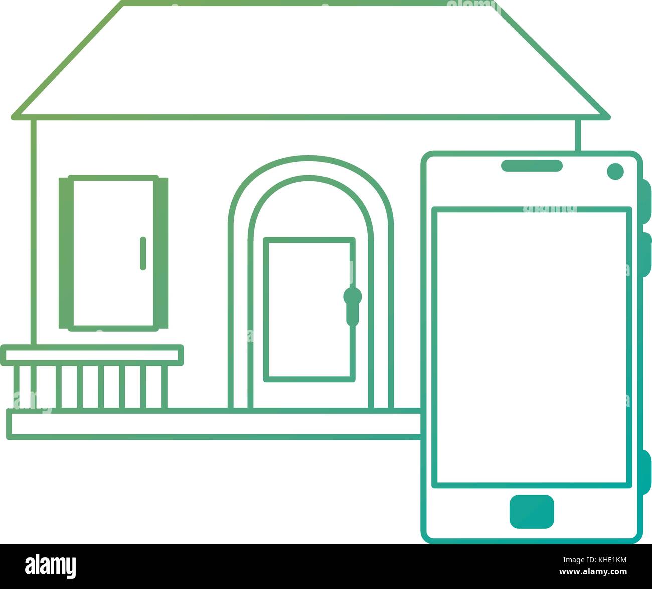 front of smarthouse with smartphone vector illustration design Stock ...