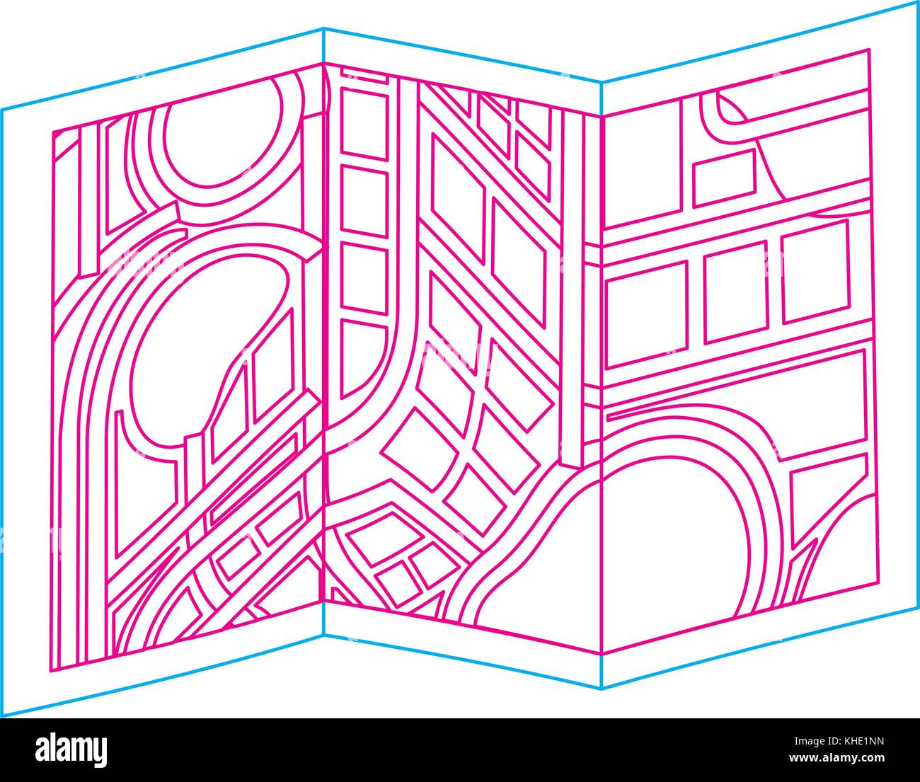 folded map city navigation location symbol Stock Vector Image & Art - Alamy