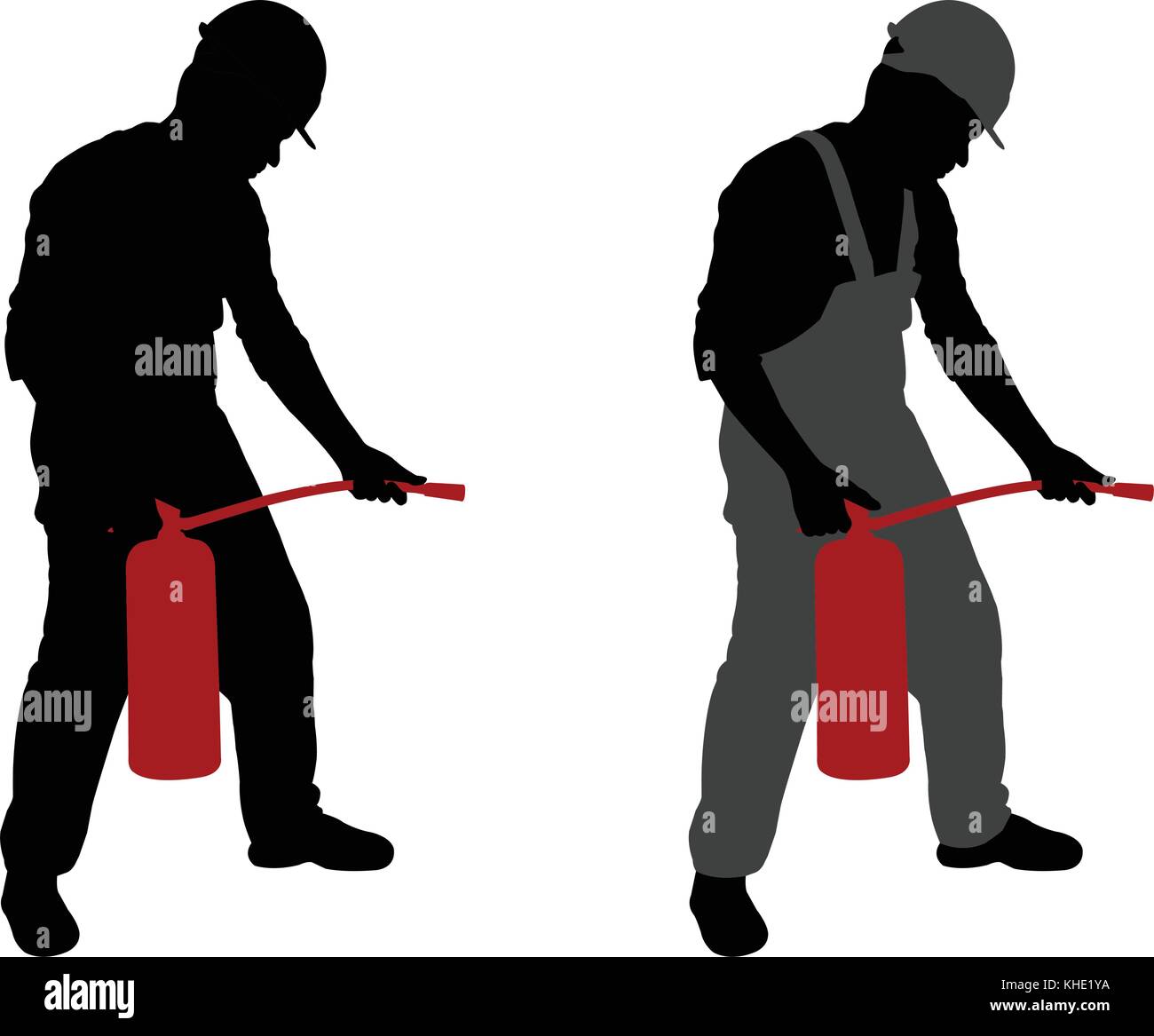 man with fire extinguisher - vector Stock Vector Image & Art - Alamy