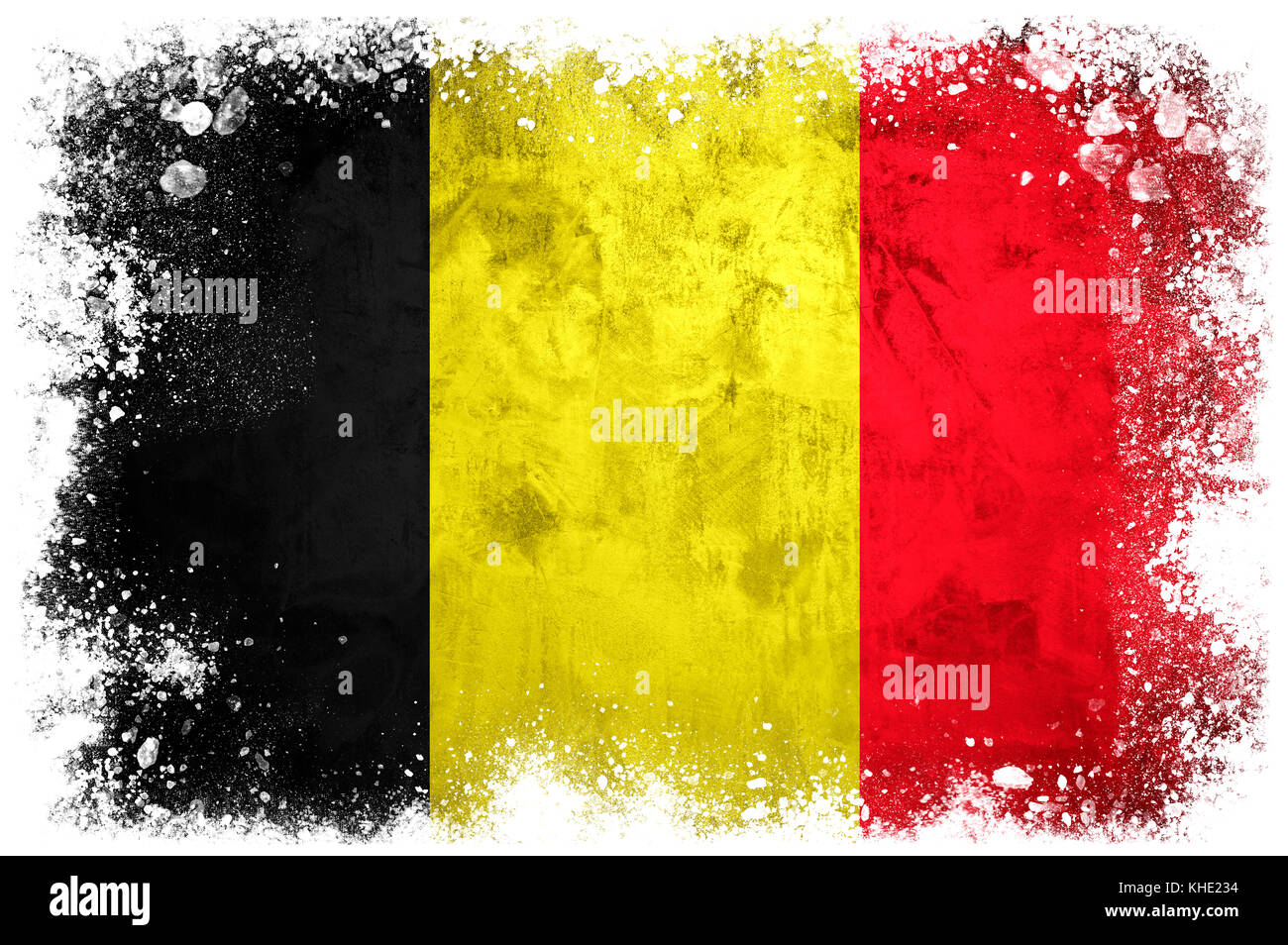 National flag of Belgium on grunge concrete background Stock Photo