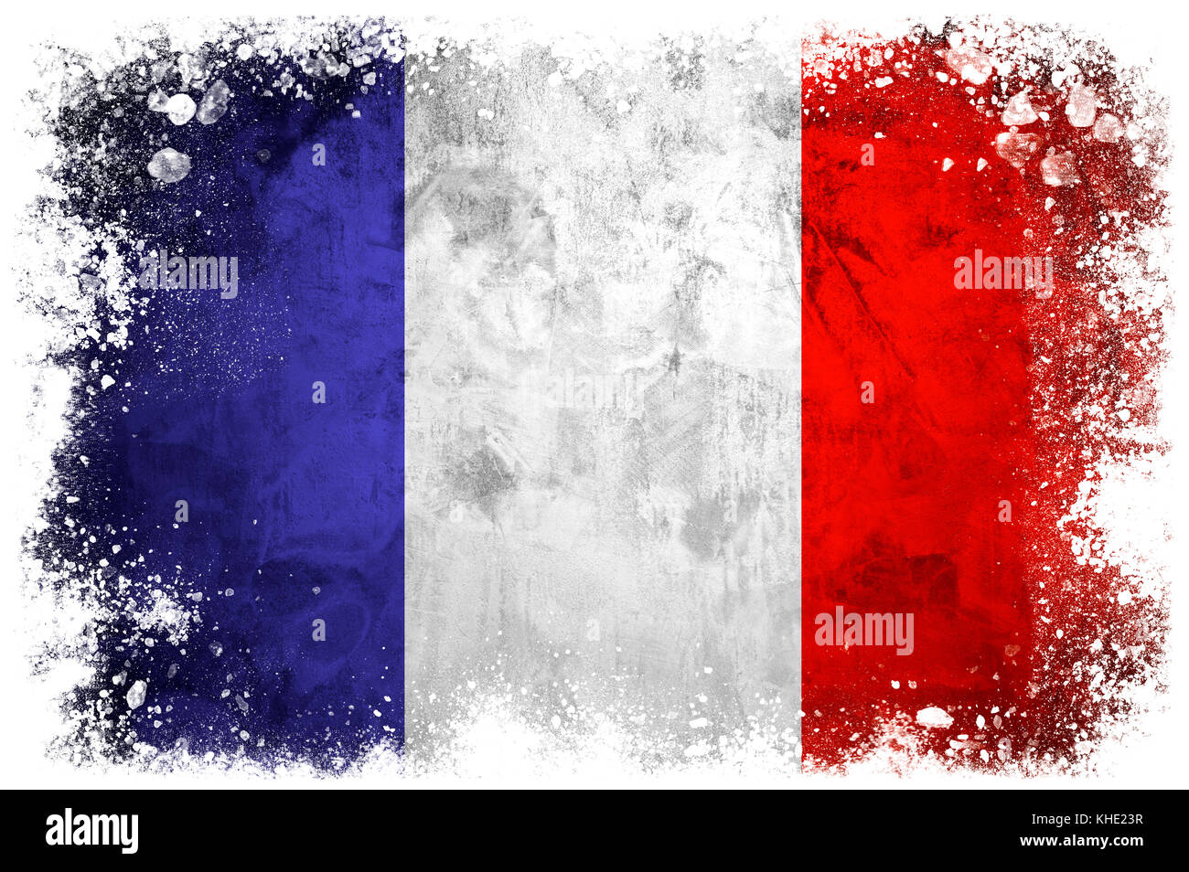 National flag of France on grunge concrete background Stock Photo