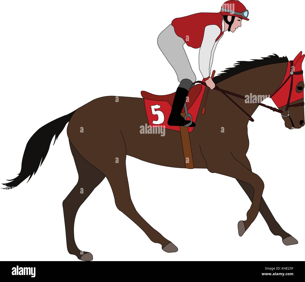 jockey riding race horse illustration 5 - vector Stock Vector