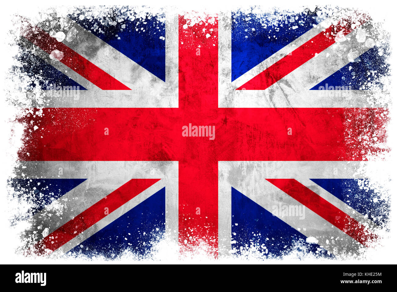 National flag of Great Britain on grunge concrete background Stock Photo
