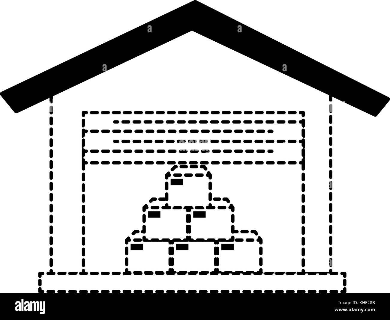 warehouse building with boxes vector illustration design Stock Vector ...