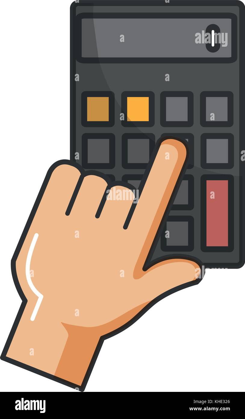 hand with calculator device isolated icon vector illustration design ...