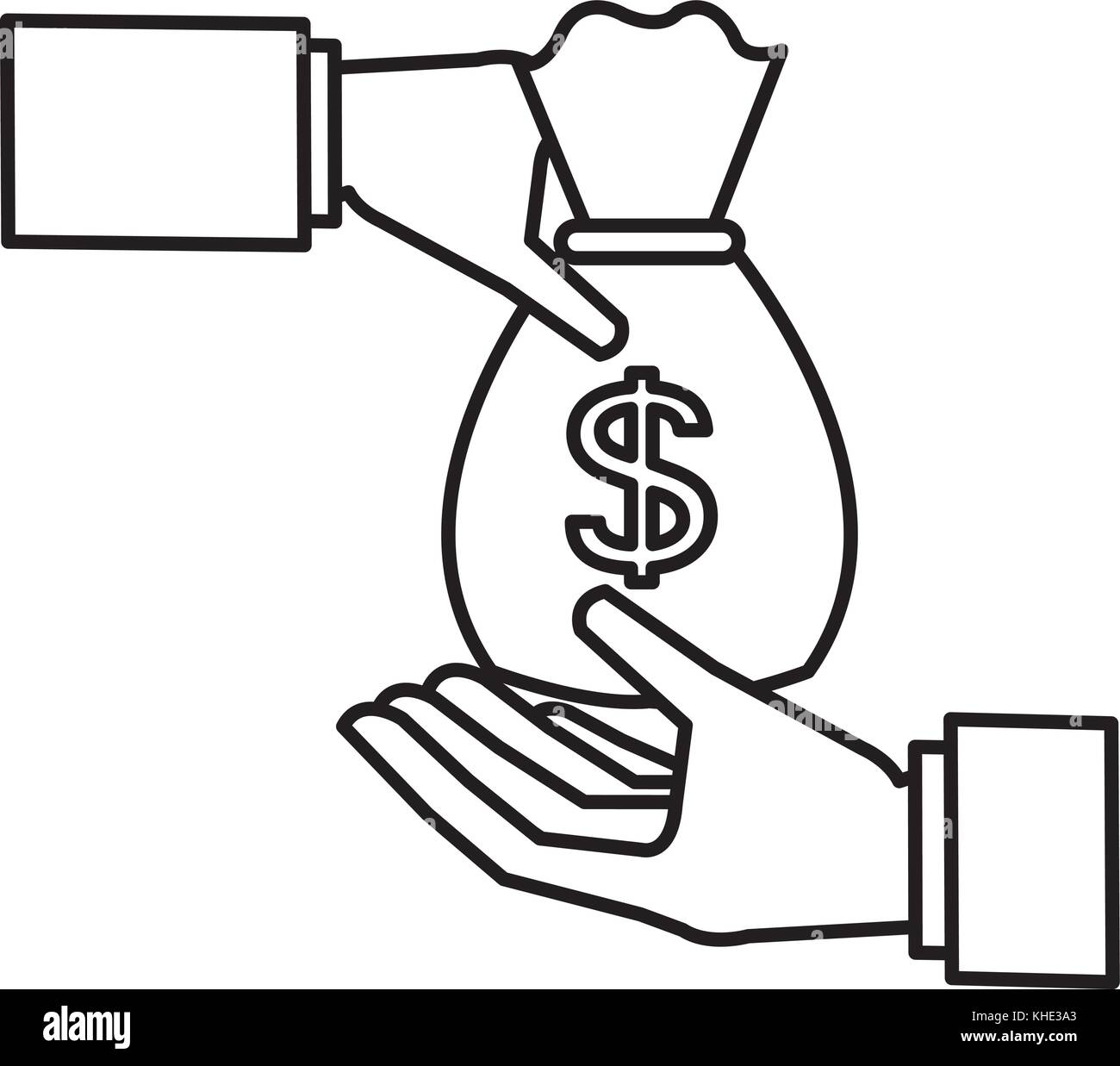 hand with money bag isolated icon vector illustration design Stock ...
