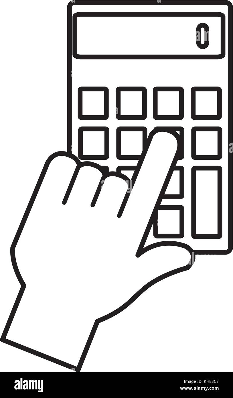 hand with calculator device isolated icon vector illustration design ...
