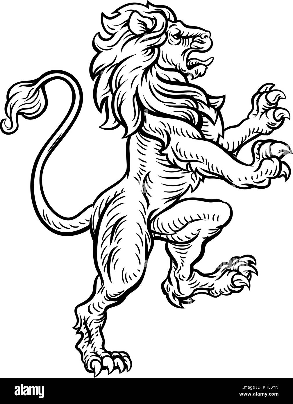 Lion Heraldic Style Drawing Stock Vector Image & Art - Alamy